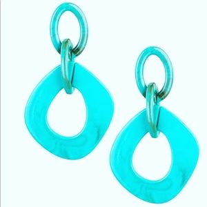 Faux Resin Teal Earrings